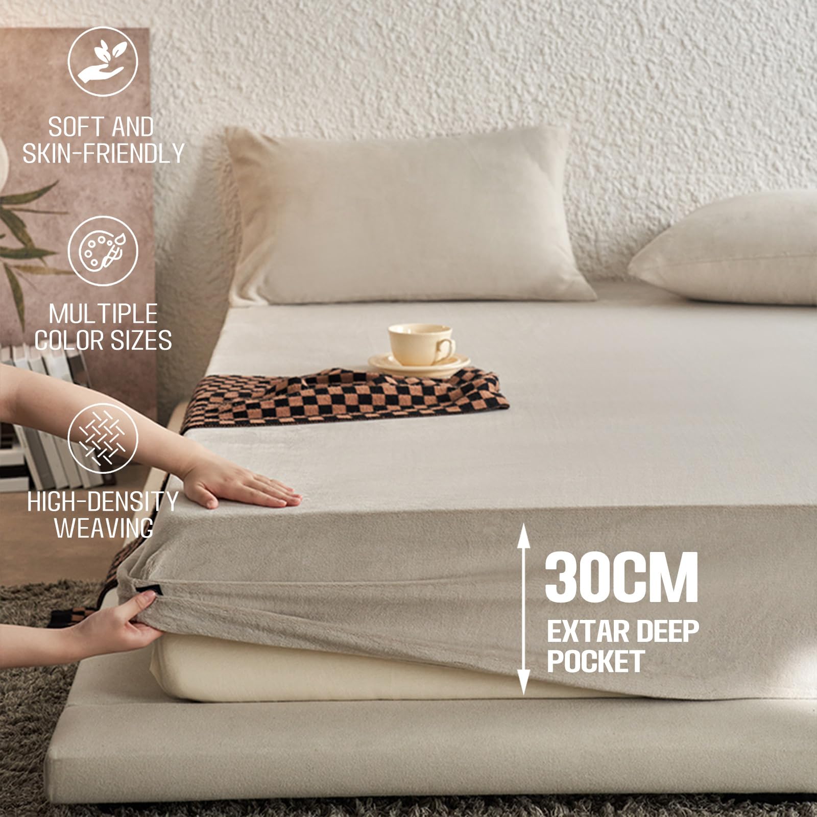 Drap Housse 200x220 Noir Lit Super King