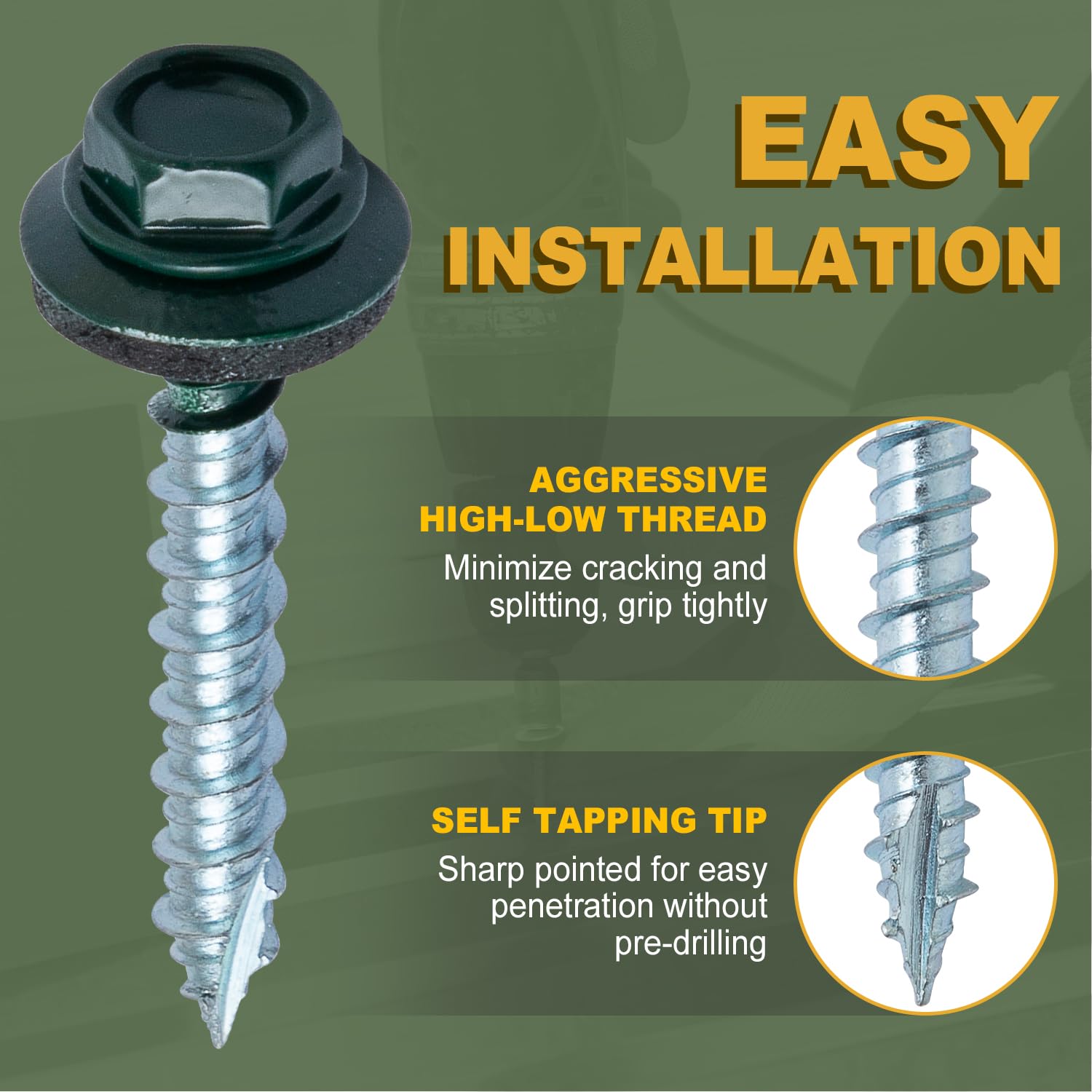 LIONMAX Metal Roofing Screws - 300 Pack -4