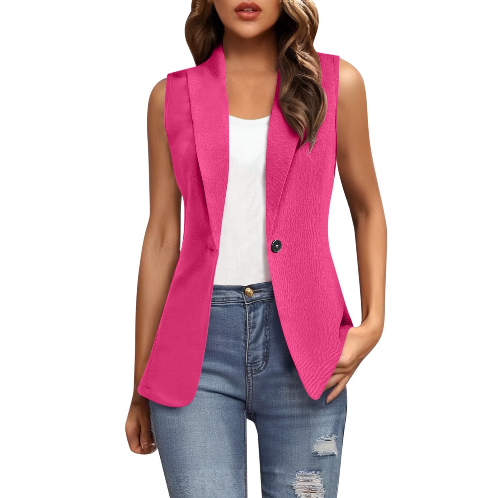 Blazers décontractés à revers à un bouton coupe ample pour femme moderne - 7