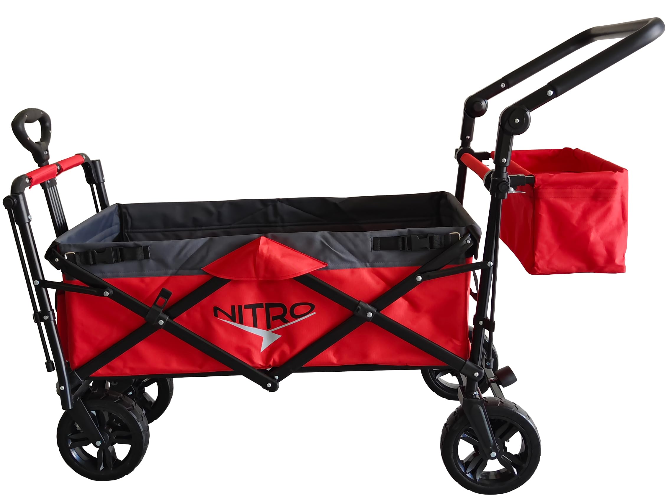 NITRO Carrello a Mano Pieghevole Passeggino Bambini e Spesa Rosso