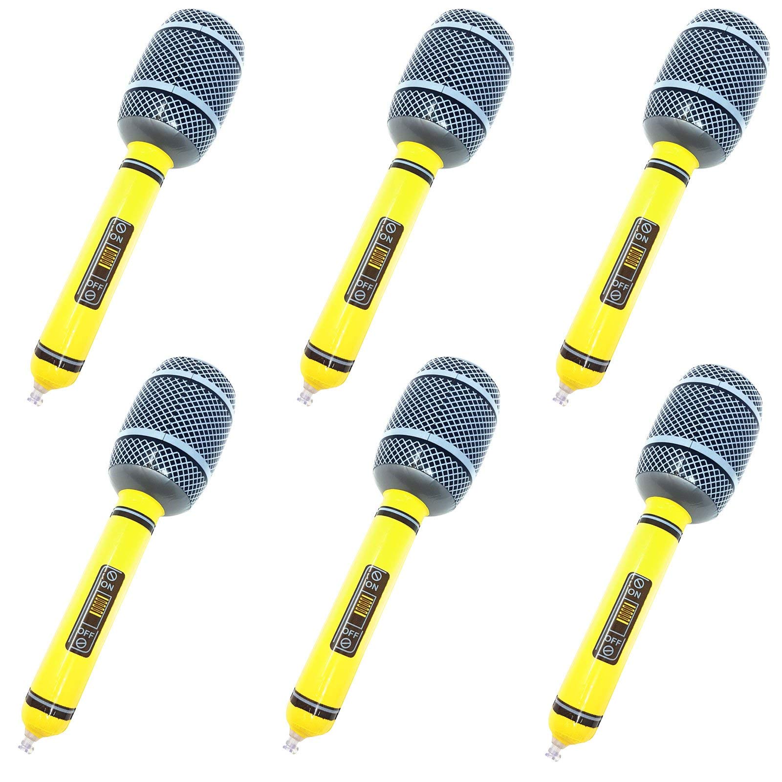 WS Accessories Inflatable Microphone 35cm [Yellow, Pack of 6]
