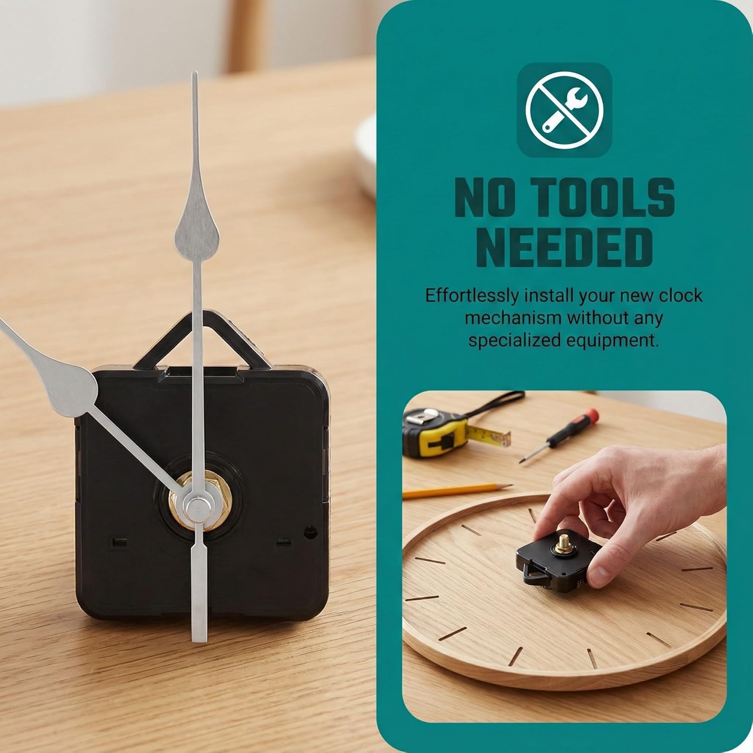 Silent Clock Mechanism High Torque Clock Movement DIY Quartz ClockMovement Repair Parts Replacement with 3 Clockhands for Customclock