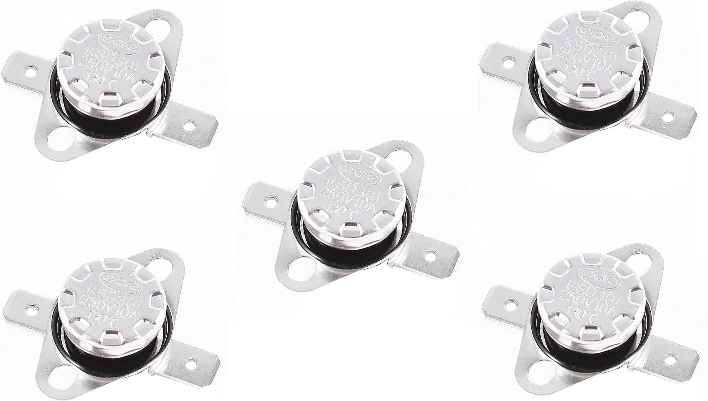 KSD-301 10A 130 DegreeThermostat Temperature Controller Switch 10A 250VAC for Electronics (State Type KSD-301 10A 130 Degree, 5)