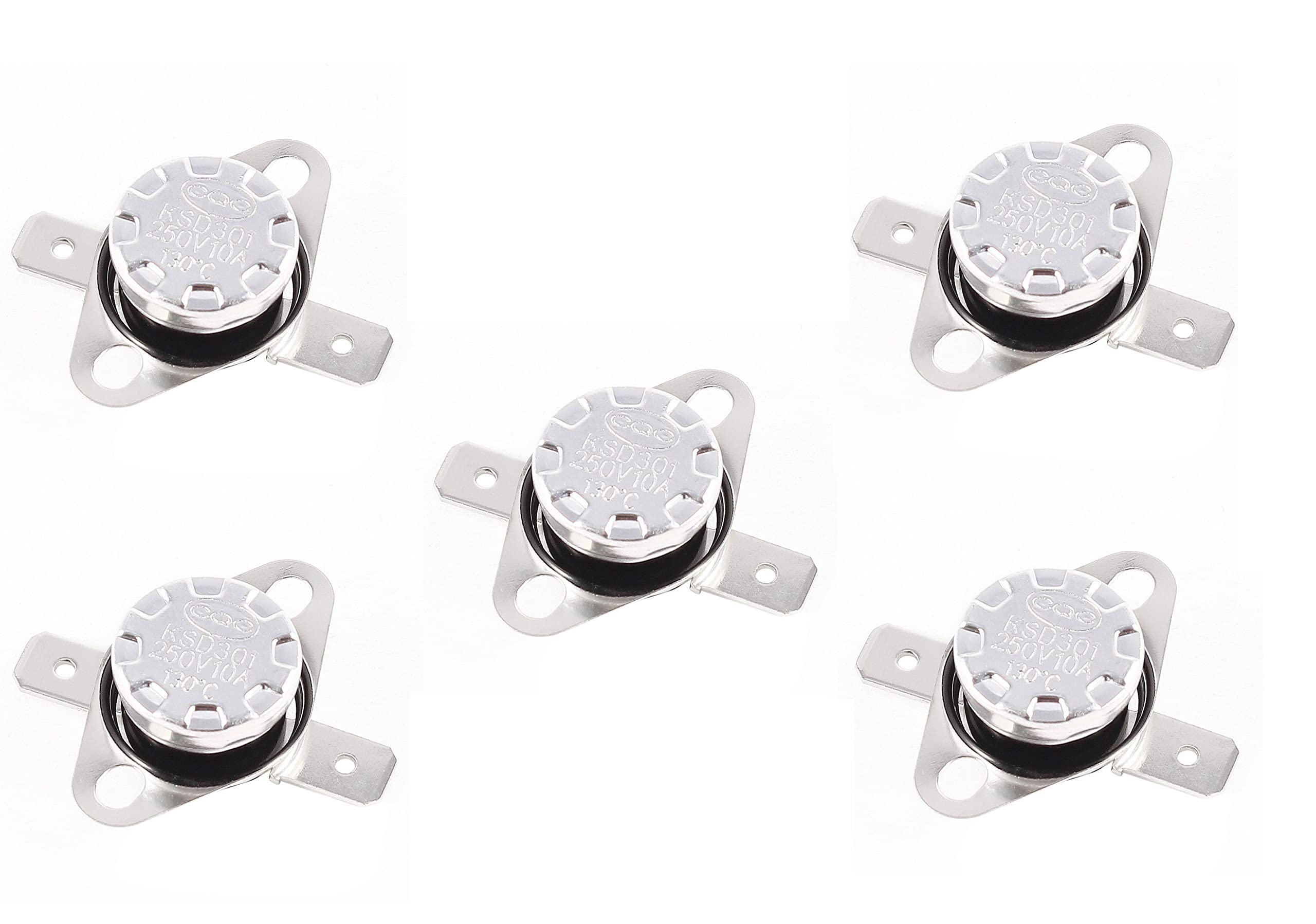 KSD-301 10A 130 DegreeThermostat Temperature Controller Switch 10A 250VAC for Electronics (State Type KSD-301 10A 130 Degree, 5)