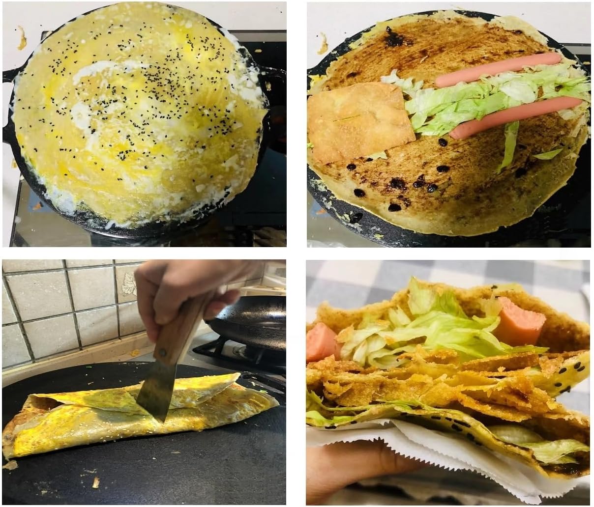 Chinese Pancake Pan,Non-stick cast iron pan for pancakes,Crepe Pans，for suitable for a variety of dishes such as pancakes, steaks, vegetables(12.6-inch)