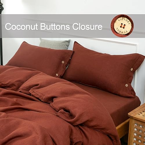Miniatura 9 de S VICTORY SYMBOL 100% Organic Linen Pillowcases 20"x30" Set of 2,French Natural Flax Soft Durable Pillowshams Sandy Beige,Standard