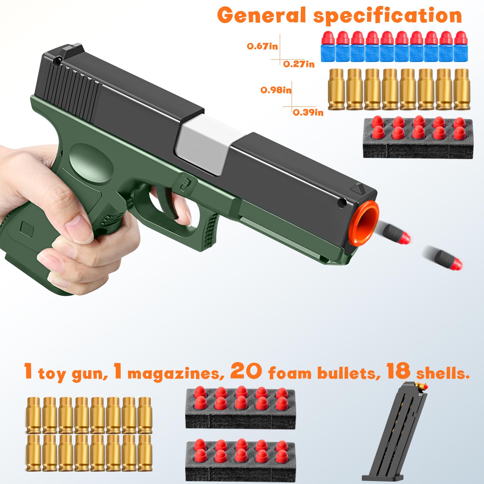 Soft Bullet Shell Ejecting Foam Stress Shot Blasters Pellet Ball ...