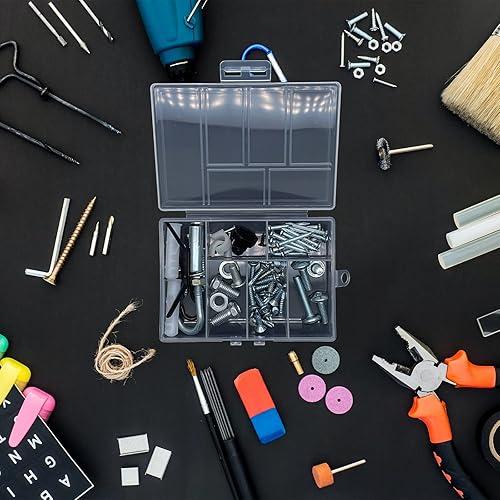 Miniatura 5 de Organizadores y almacenamiento de cajas de aparejos, caja organizadora de cuentas con compartimento extraíble de plástico, organizador de piezas