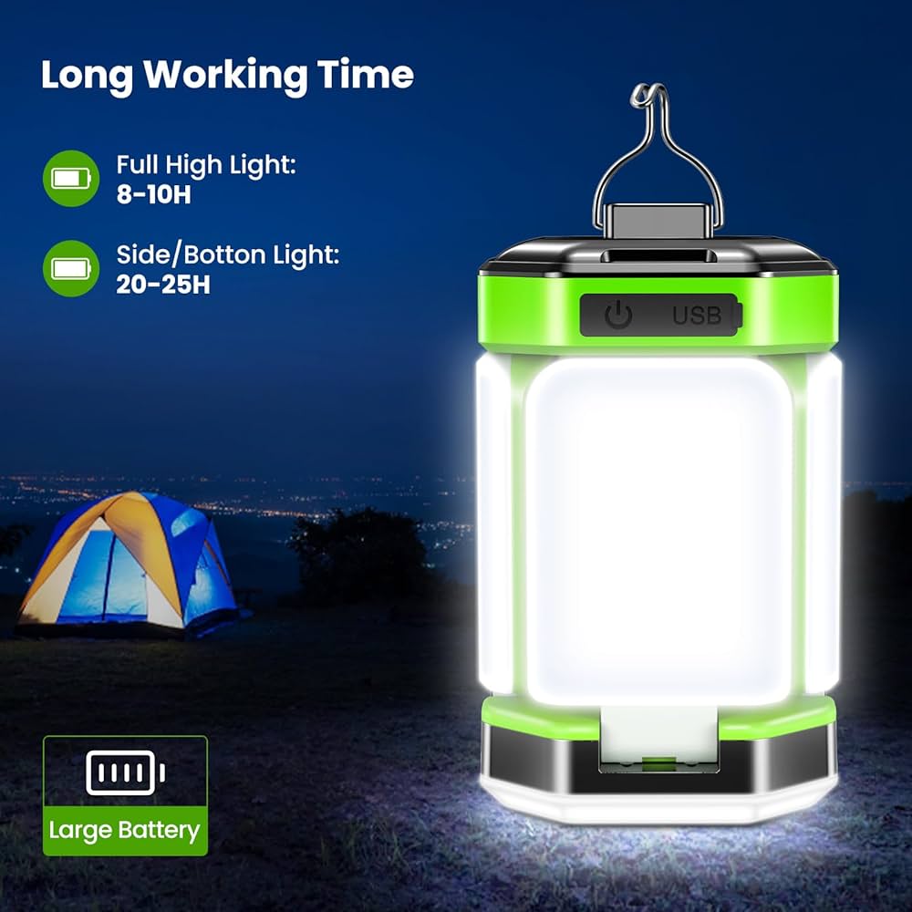 Camping Lights, BICKON 60 LEDs Ultra Bright & 25H Battery Life Camping Lantern Rechargeable, 5 Lighting Modes 15%~100% Brightness Adjustable Tent Lights For Camping, Emergency, Fishing, Garden, Hiking