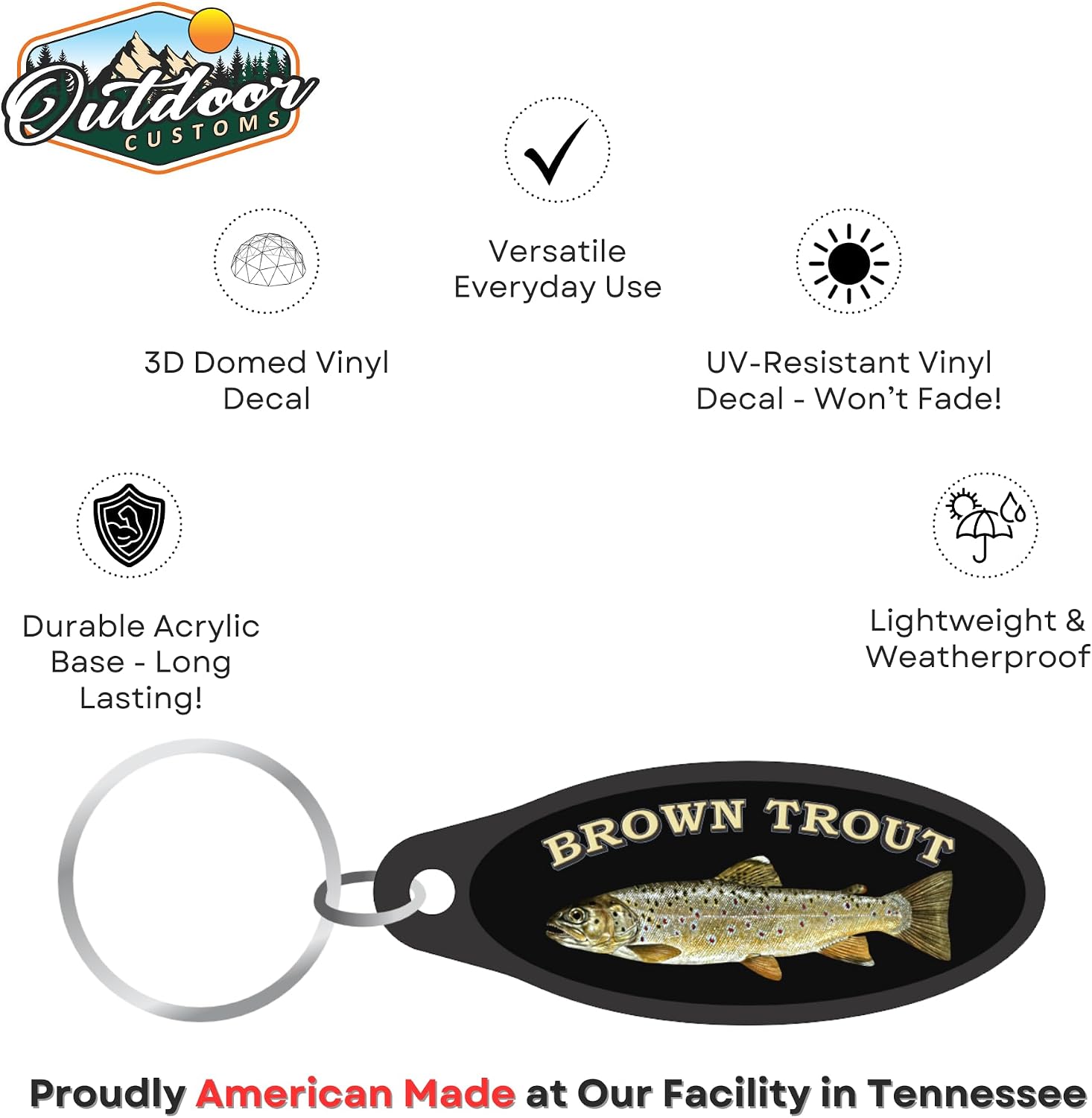 Brown Trout Fish Keychain (Black) image 2