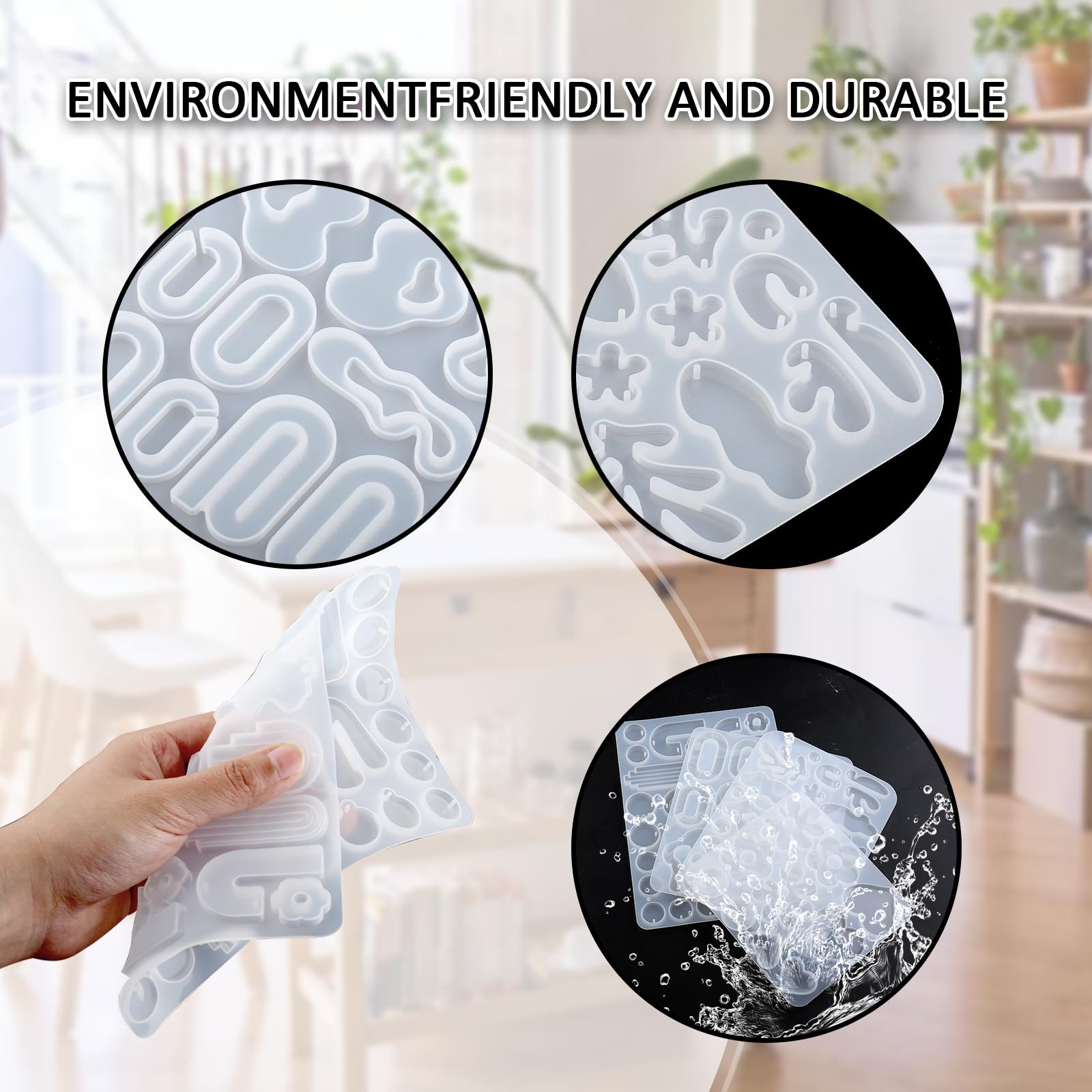 EPODA 67 Pièces Moules Silicone Résine Époxy Bijoux – Feuilles, Cœurs, Fleurs, Cercles Avec Trou