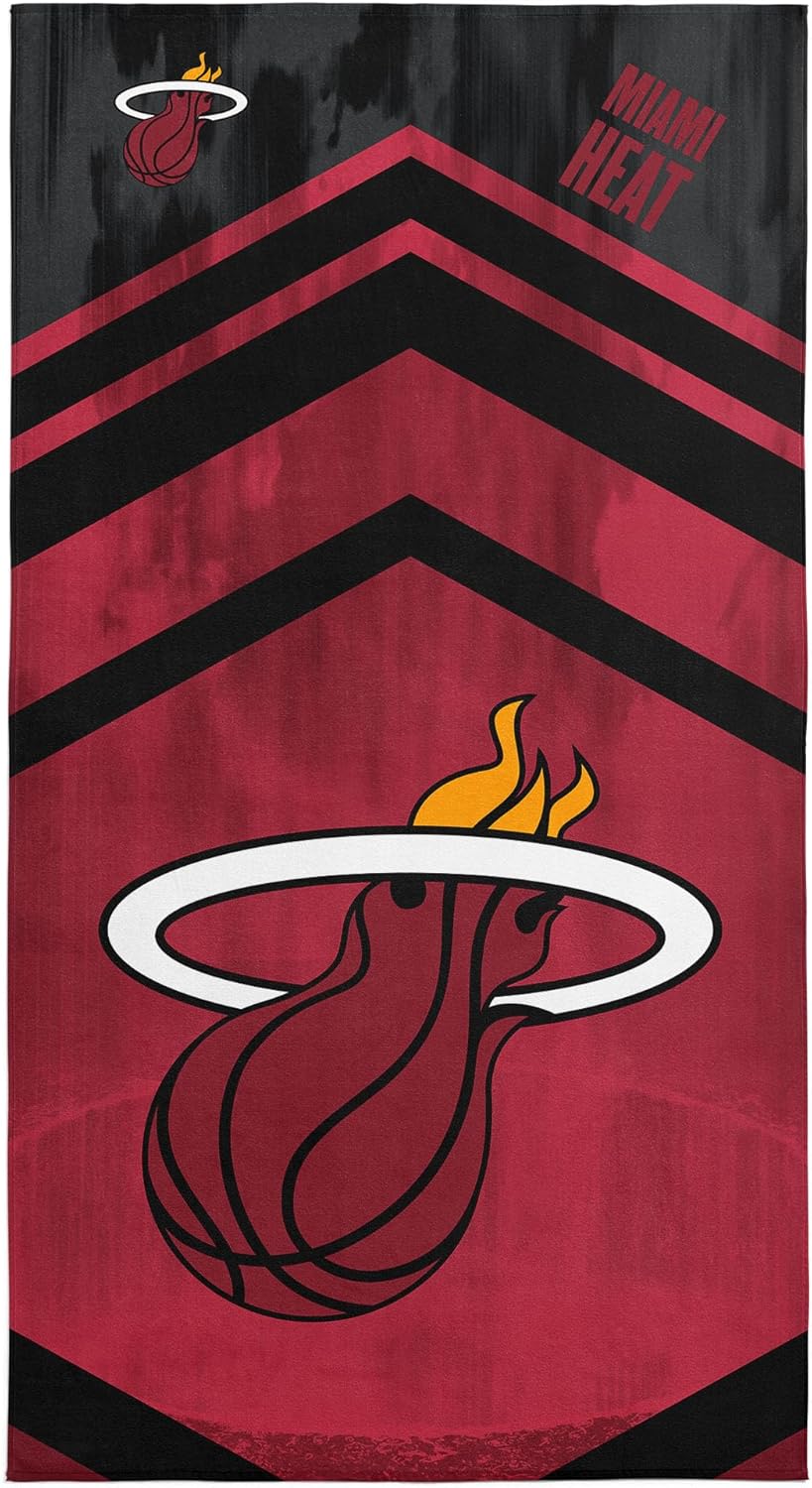 Northwest NBA Miami Heat “Shatter” Microfiber Beach Towel, Lightweight, Quick-Drying, Sand-Resistant, Ultra-Absorbent Pool & Travel Towel for Basketball Fans, 30" x 60"