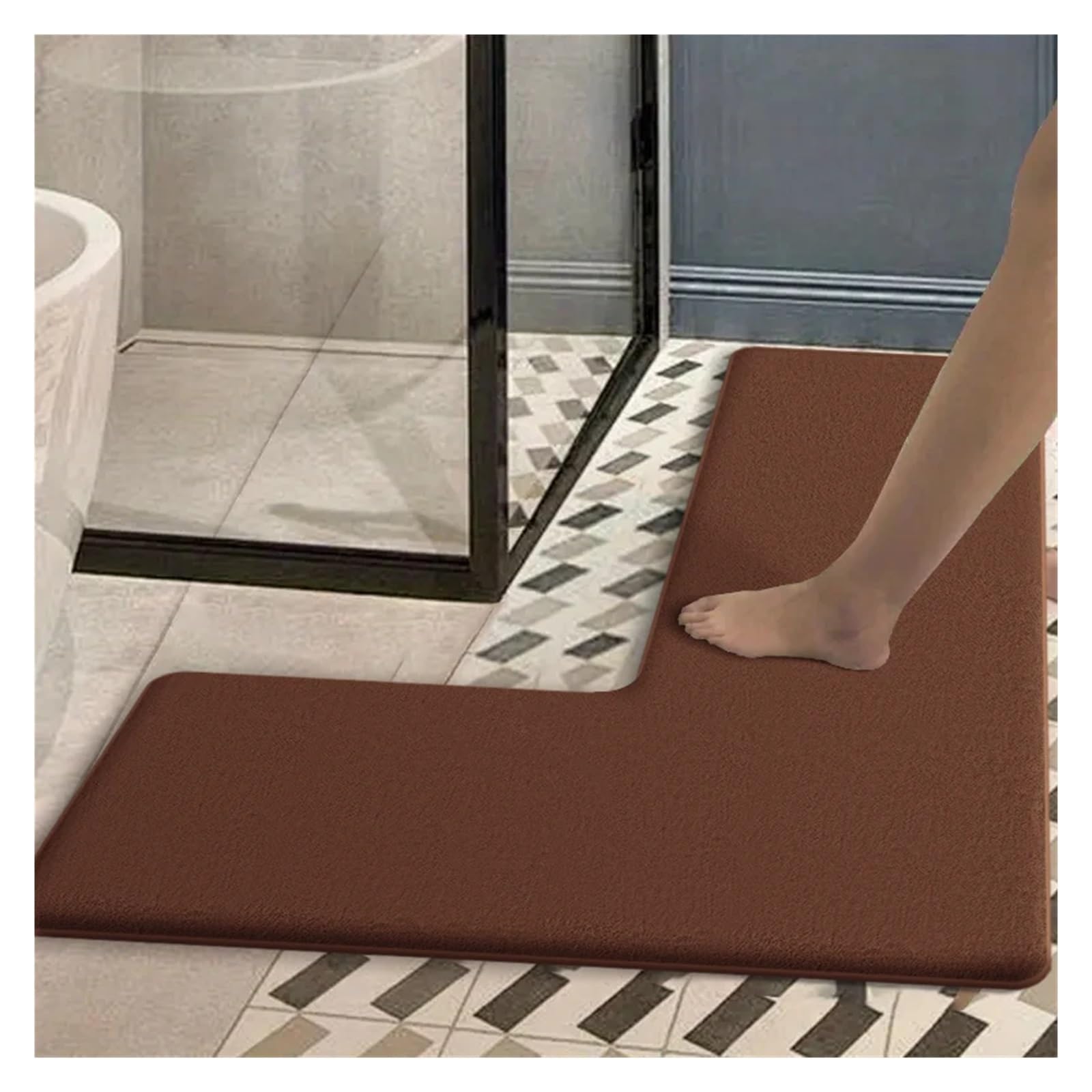 Tapis de bain antidérapant sécurisé marron pour éviter les glissades sur sol mouillé