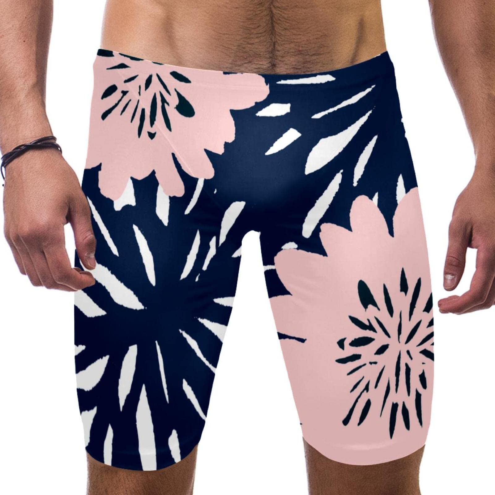 Bañador de pierna cuadrada para hombre traje de baño floral multicolor S 7
