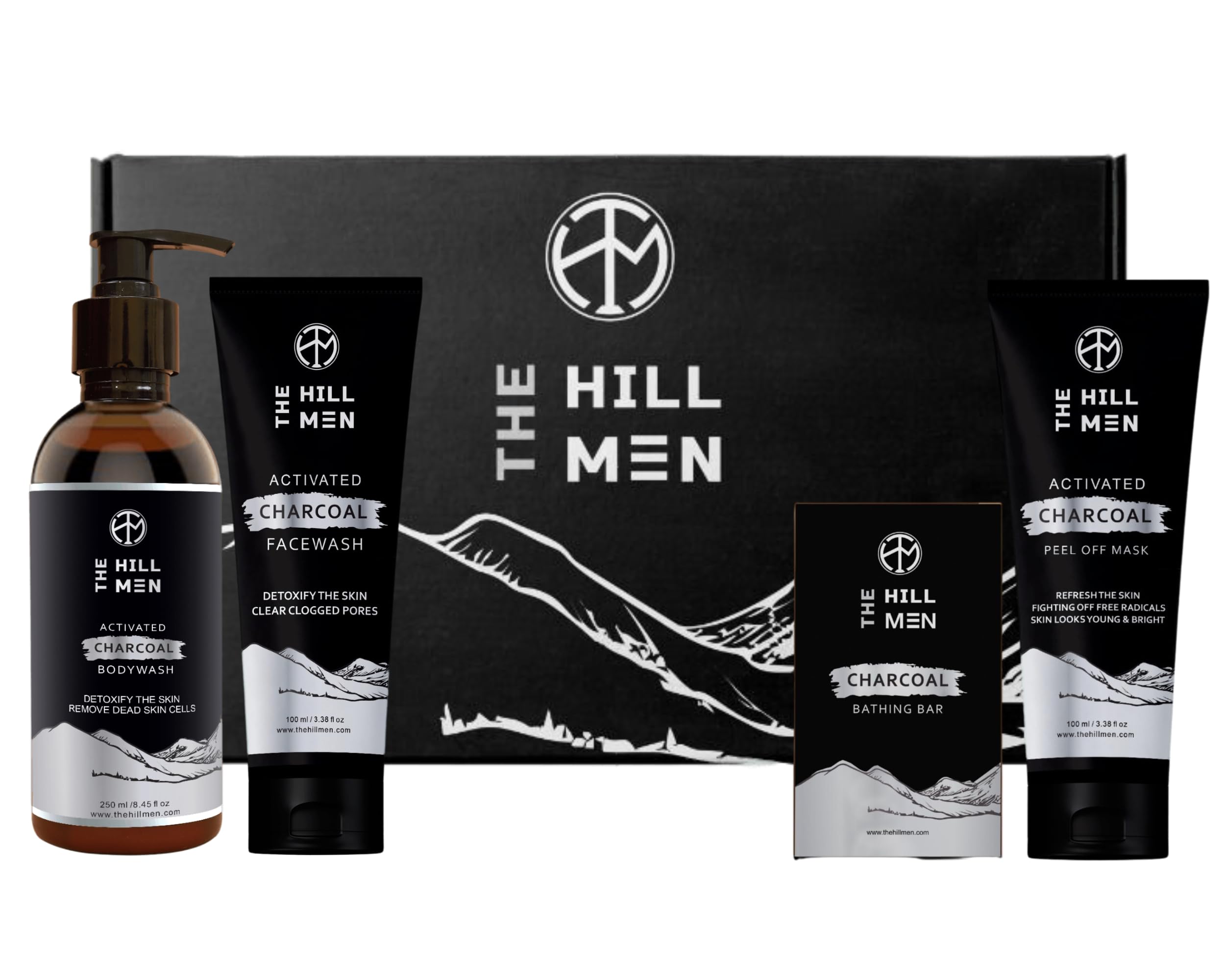 The Hill Men Activated Charcoal Kit | Face Wash 100 Ml + Body Wash 250 Ml + Bathing Bar 125 Gm + Peel Off Mask | All Skin Types (4 Combos)Chemical Free & Alcohol Free-image-23