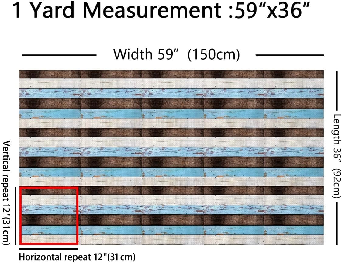 Blue Brown Wooden Grain Outdoor Fabric by The Yard,Western Farmhouse Style Fabric for Home DIY Projects,Old Wooden Barn Door Flannel Polyester Fabric for Kids Room Decor,3 Yards,108" L x 59" W