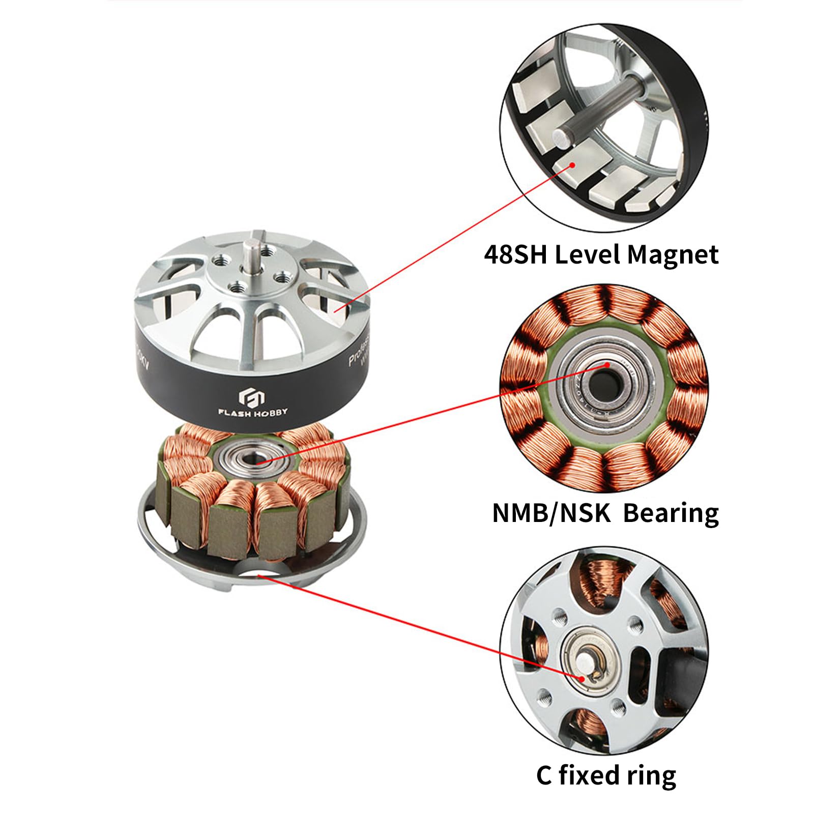 FLASH HOBBY MT3510 Motor sin escobillas Outrunner RC Motor eléctrico para RC Avión Racing Drone FPV y X Class Drone (700KV)