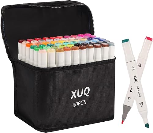 Marcadores de alcohol, 60 colores de doble punta de pincel permanentes, marcadores para colorear, para pintar libros, tarjetas, regalo de Navidad