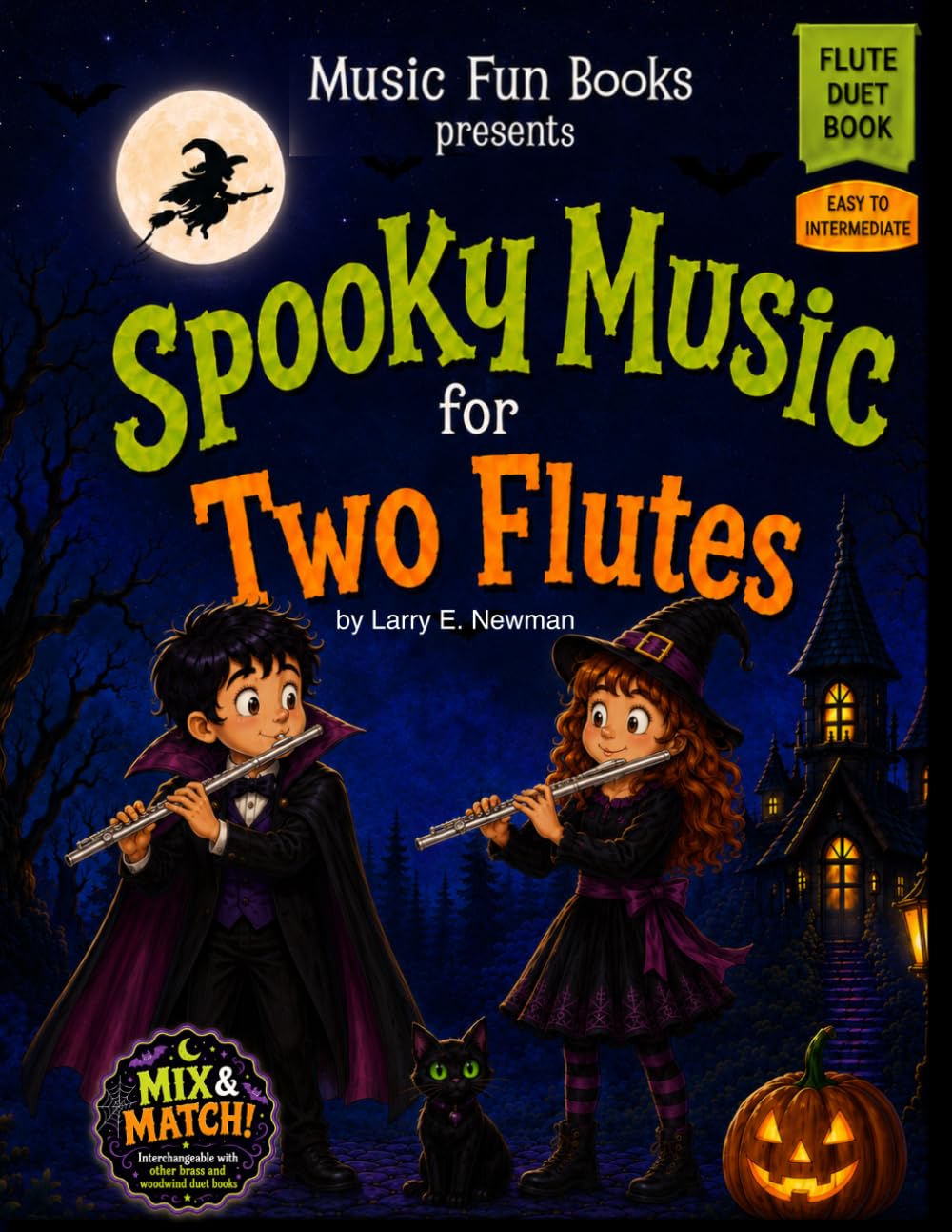 Spooky Music for Two Flutes: Easy Halloween Flute Duets for Kids, Students, Lessons, Recitals, and School Concerts (Spooky Music for Woodwind and Brass Duets)
