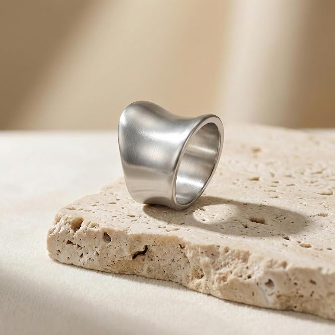 Chunky Rings for Women Gold and Silver Statement Rings Fashion Band Ring Cocktail Costume Jewelry Gift
