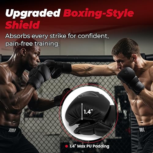 Miniatura 2 de LIBERLUPUS MMA Gloves for Men Open Palm Training Gloves for Grappling, Kickboxing, Muay Thai, Light Sparring, Youth Self-Defense, Heavy Bag Workouts