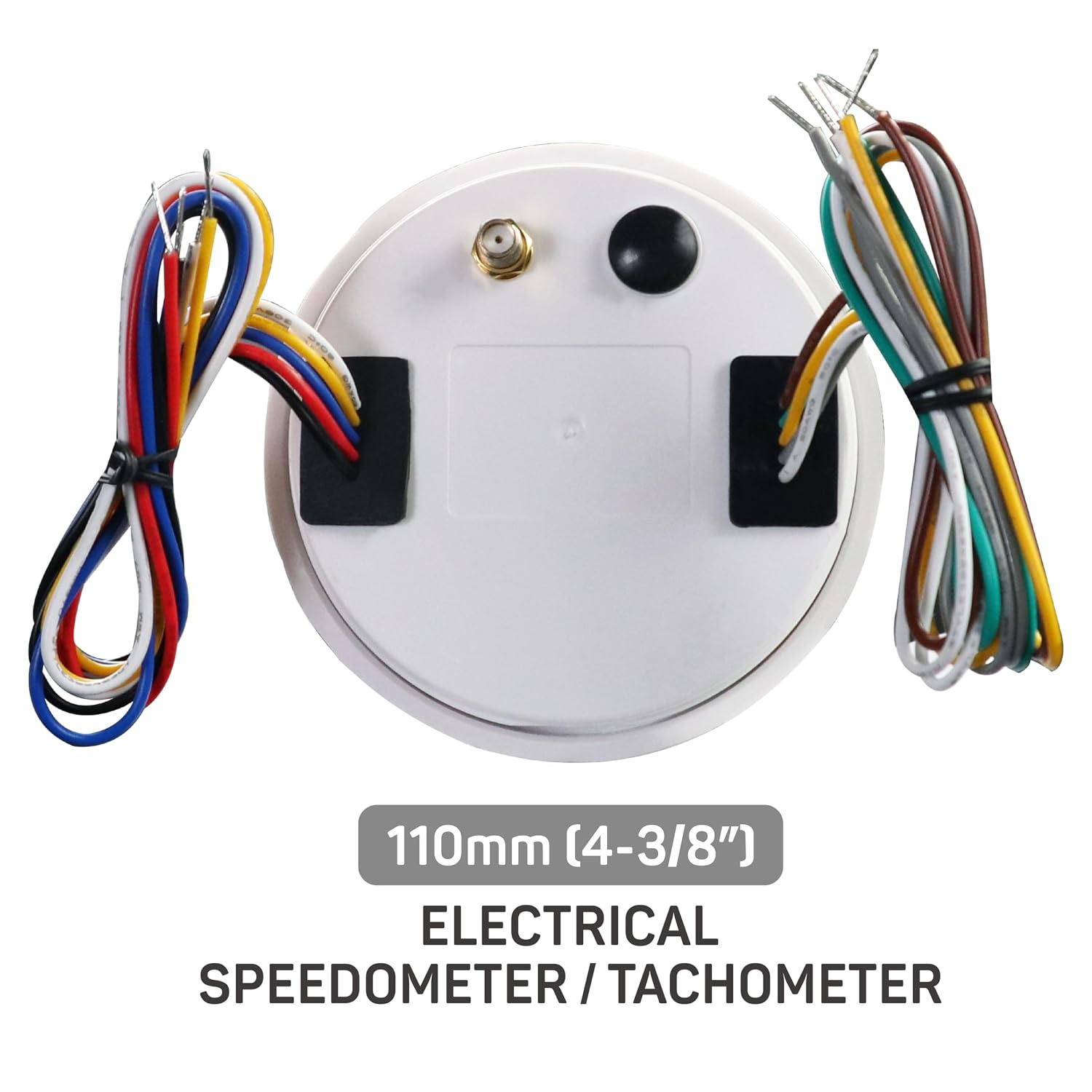 RACETECH 110mm (4-3/8") 2in1 GPS Speedometer & Tachometer - 120 MPH, 8000 RPM, Indicators - Black Dial 7 Color LED Waterproof SS Rim 12V/24V - for Automotive Motorcycle Marine