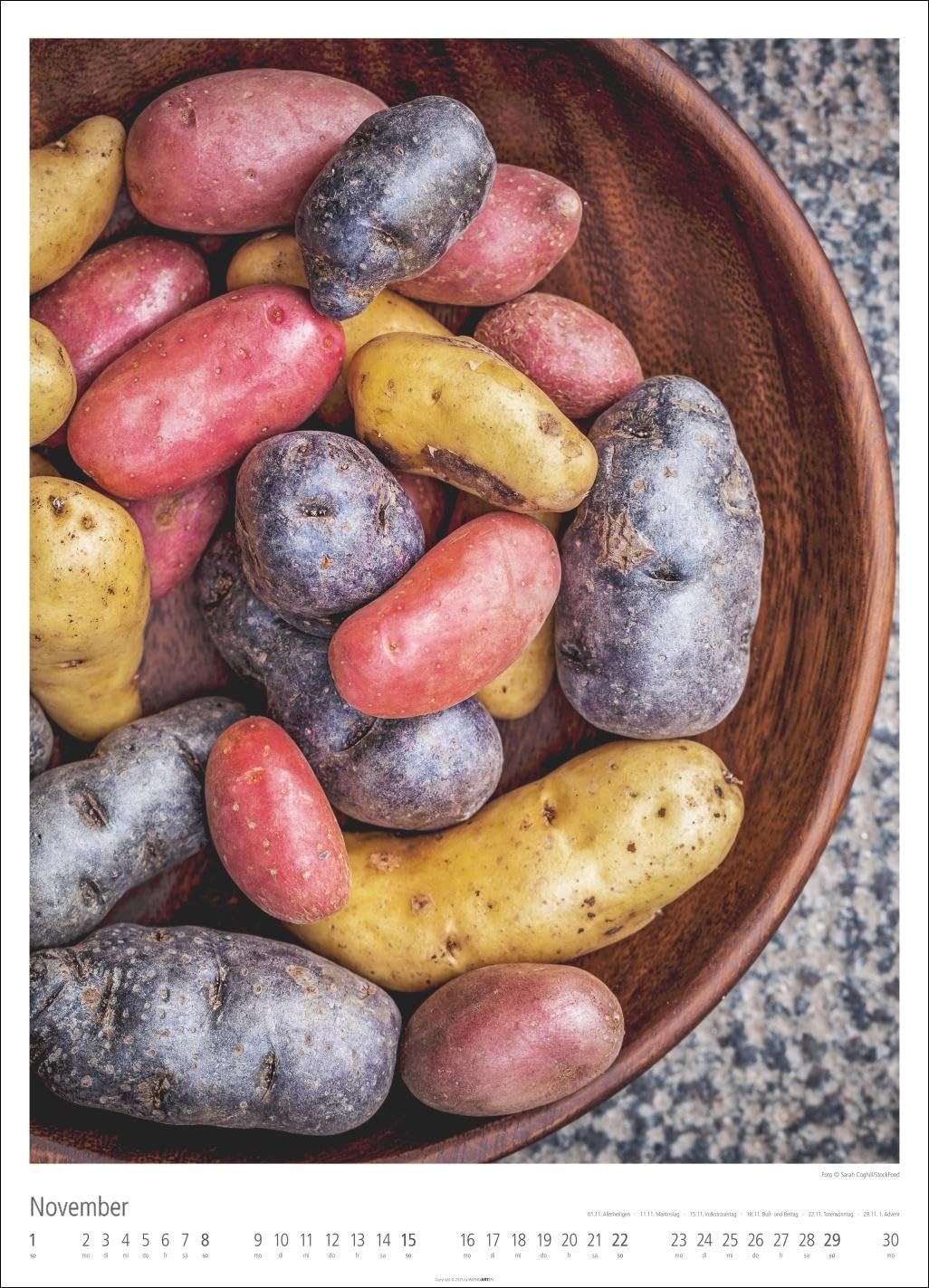 Food Gallery Kalender 2026: Großer Wandkalender mit 12 dekorativen Lifestyle-Fotos für die Küche. Food-Fotografie mit saisonalen Lebensmitteln. 49x68 cm Hochformat.