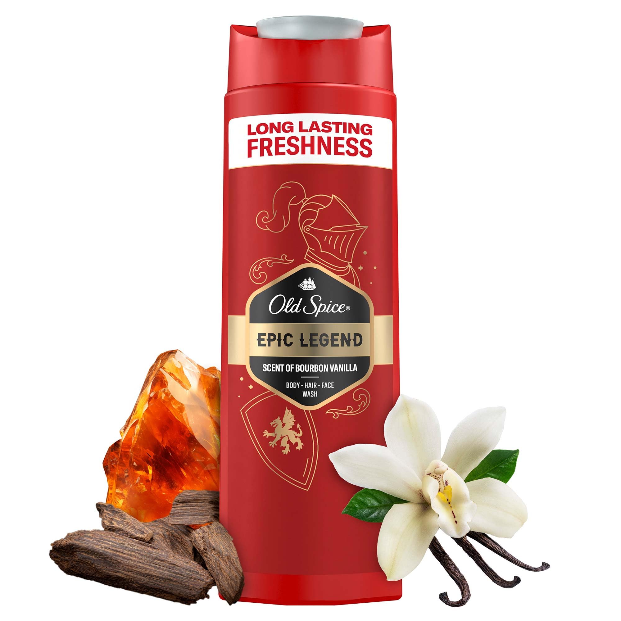 Old Spice Epic Legend Gel douche 3 en 1 pour homme 400 ml Pour cheveux, visage et corps, fraîcheur longue durée, parfum de qualité parfumée, formule nettoyante en profondeur