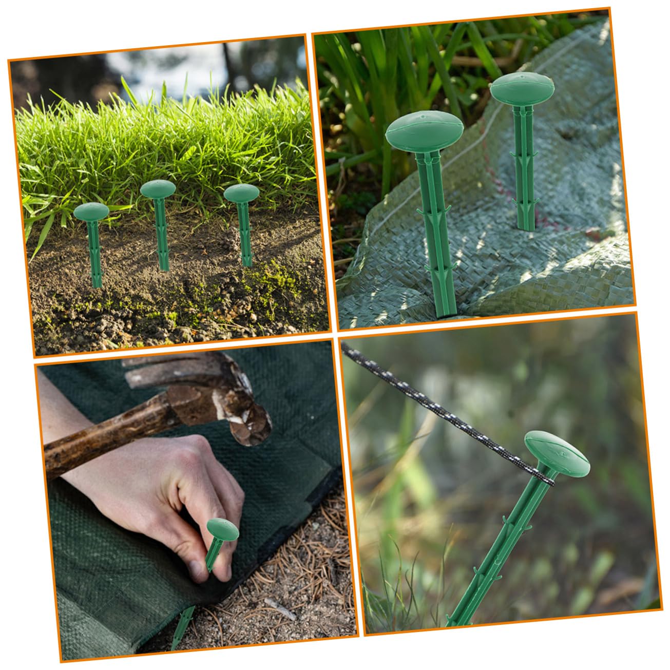 Piquets au Sol de Jardin Verts 150 Pièces en Plastique, Fixation