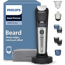 Philips Beard Trimmer 7000 Series - Self Sharpening Metal Blades 40 Length Settings BeardSense Technology Hair Collector 100% Waterproof Wide Trimmer Model BT7670/15