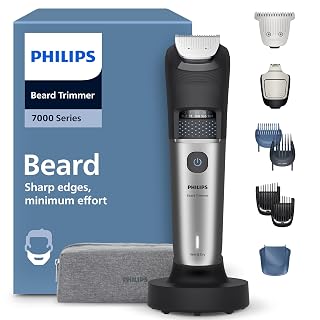 Philips Bartschneider 7000er-Serie – selbstschärfende Metallklingen, 40 Längeneinstellungen, BeardSense-Technologie, Haarkollektor, 100% wasserdicht, breiter Trimmer, Modell BT7670/15 - Amazon product rated Grade A