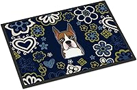 Vista 216 de Caroline's Treasures BB1449JMAT - Tapete de bienvenida de carlino negro, 24 x 36 pulgadas, tapete azul para puerta delantera, para interiores