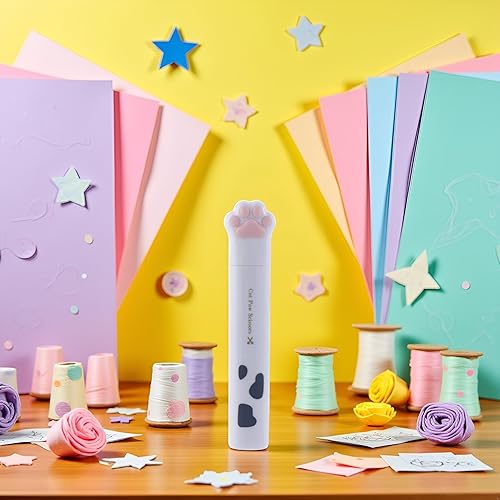 Miniatura 3 de Tijeras de pata de gato blanco, tijeras de bolsillo plegables Tijeras multifuncionales para manualidades, cortadores de mano kawaii, mini arte