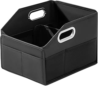 21L Car Seat Organizer for Back & Front Seats, Nappa Leather Car Trunk Storage Box with 8 Compartments 2 Carry Handles, Co...