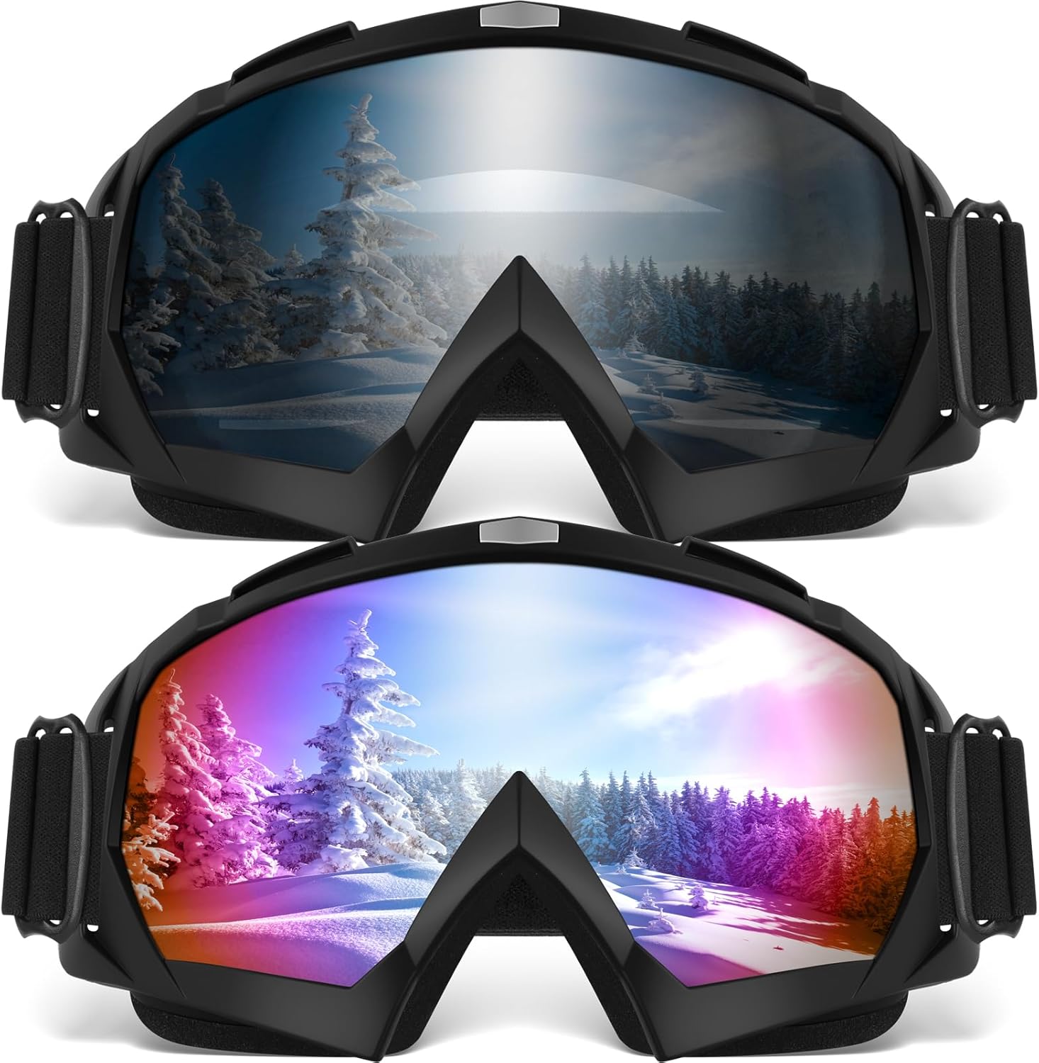 Ski Goggles, OTG Snowboard Goggles for Men Women & Youth, Winter Sport Anti Fog Snow Goggles - UV400 Protection