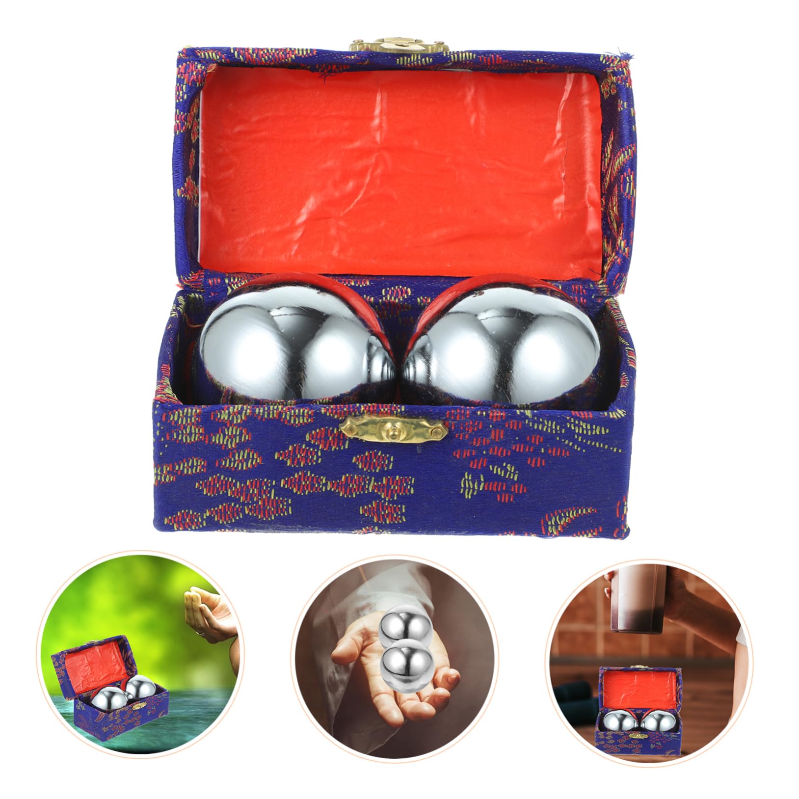 SOLUSTRE Metall Handbälle 50mm Satz Handmassagebälle Zur Muskelentspannung Handrollende Übungsbälle Für Fitness Handtraining Und Stressabbau