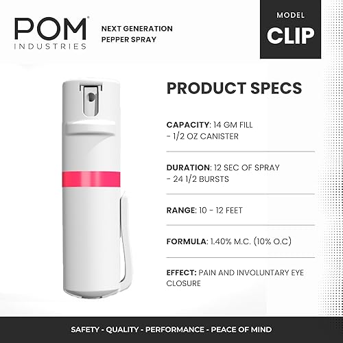 Miniatura 2 de POM - Paquete combinado de gas pimienta con clip y llavero, máxima fuerza de diseño táctico de autodefensa, compacto y seguro, 25 ráfagas y alcance