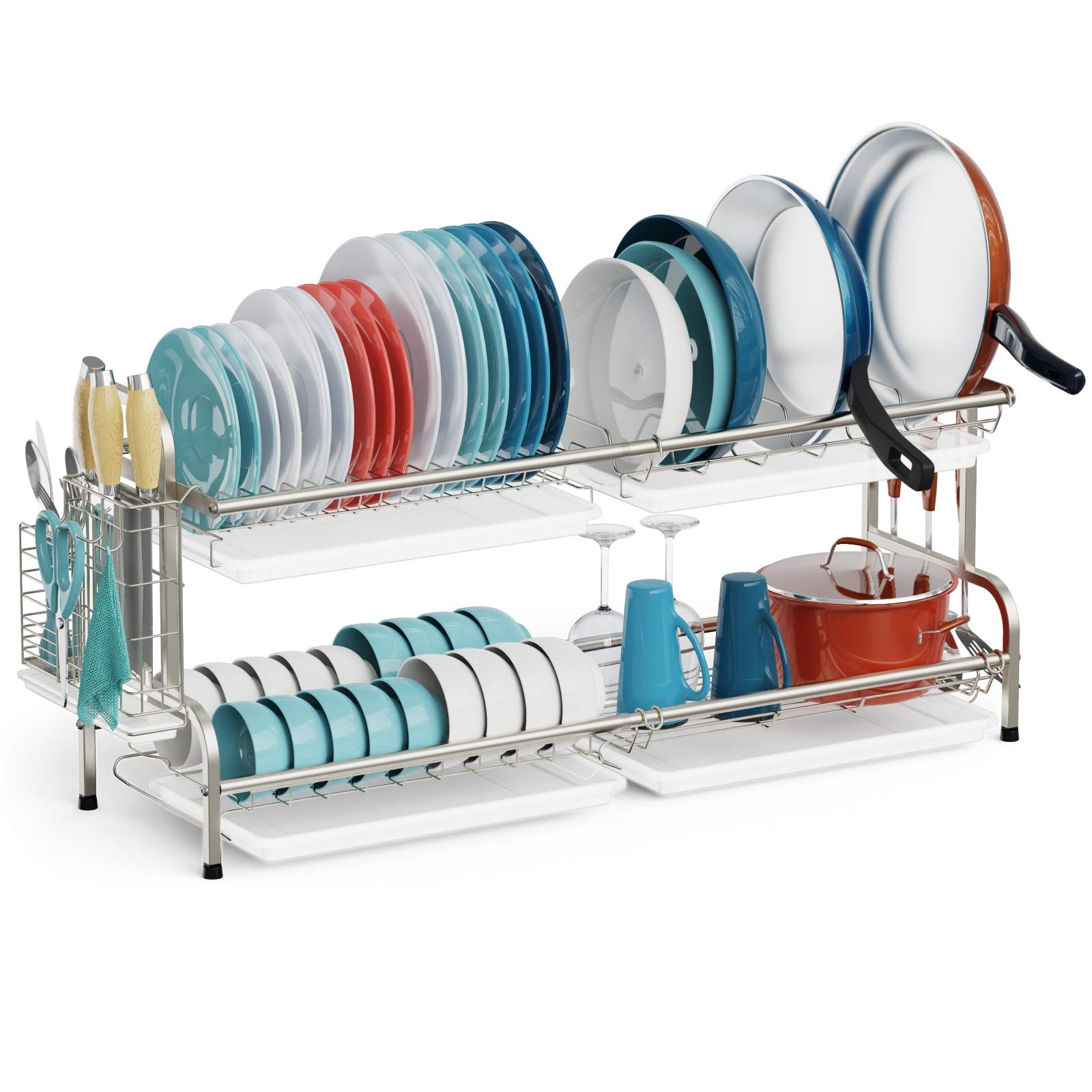 Buy Dish Drying Rack, iSPECLE 2 Tier Dish Rack Large for Pots and Pans