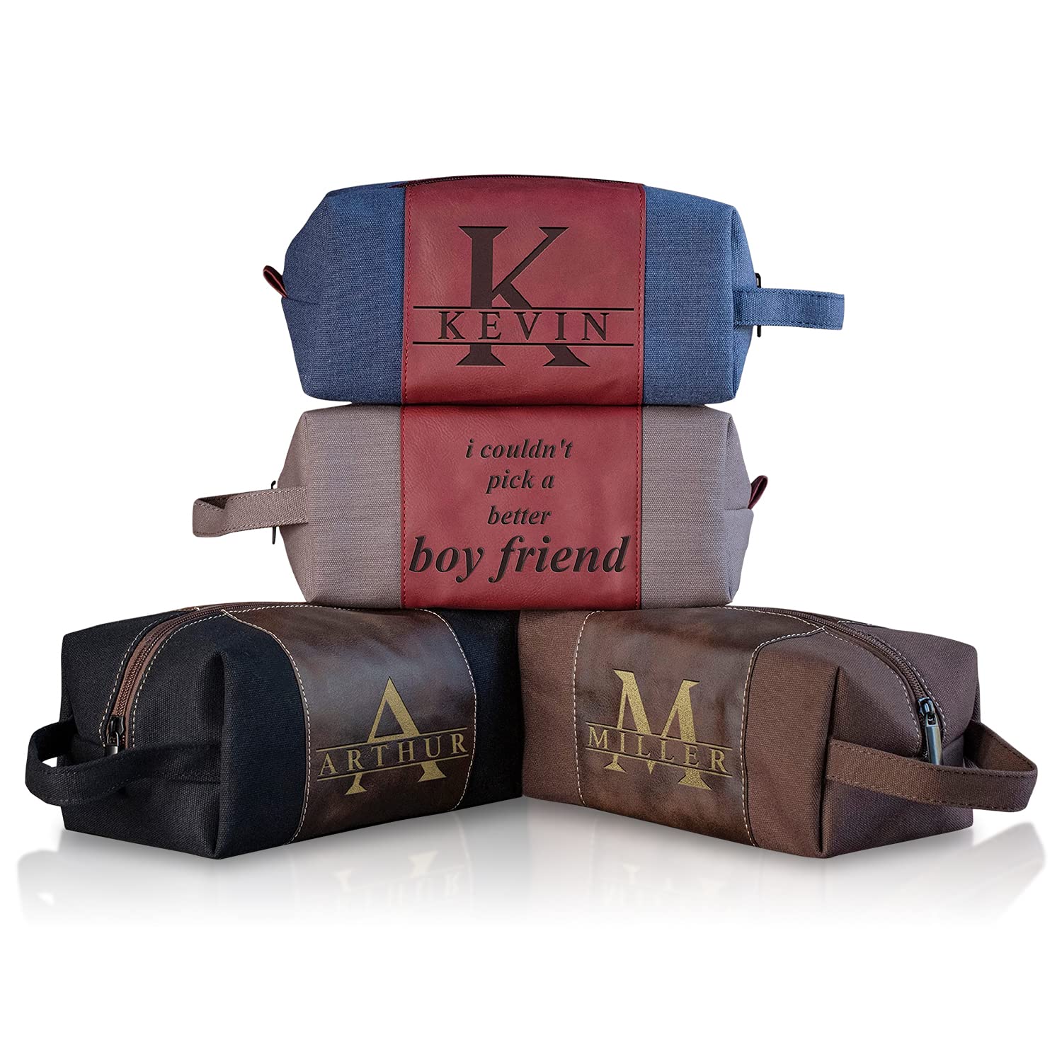 Custom Gifts For Him Canvas Toiletry Bag Personalized Initial Name