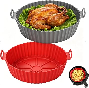 Silicone Air Fryer Liners Round,Pot 2 Pcs 6.5inch Reusable Air Fryer Basket