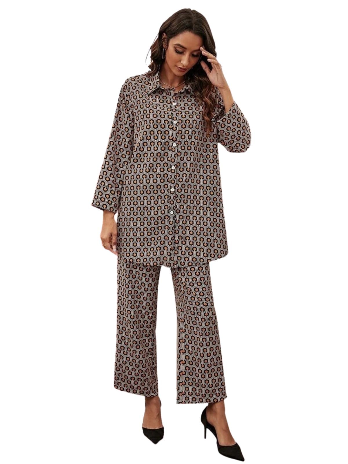 Leriya Fashion Women's Rayon Solid Regular Ethnic Kurta Set (Lf-K-W1693&Tr789_Brown