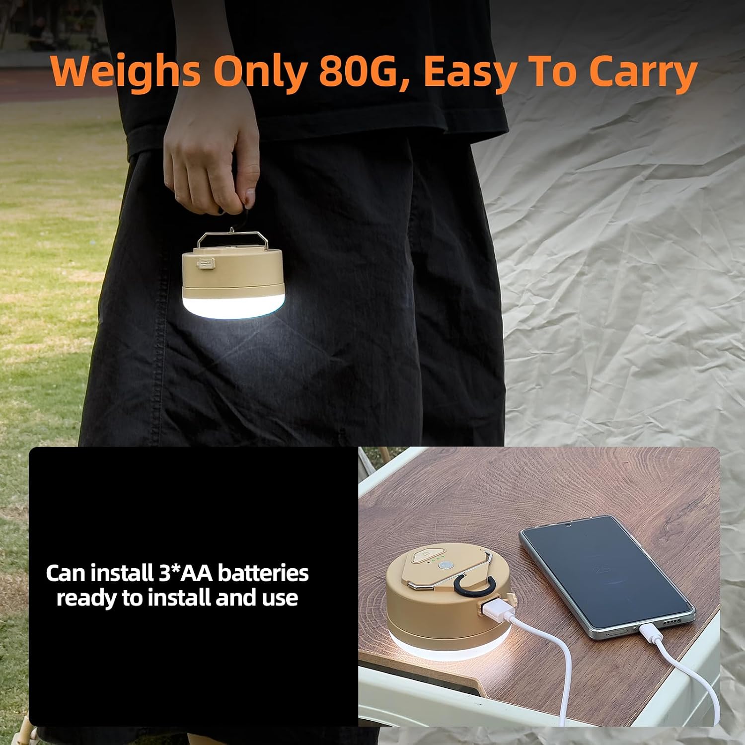 Camping Tent Lights Rechargeable 1000LM LED Camping Lantern - IPX5 Waterproof Hanging Light with 4 Modes 3000mAh Portable Outdoor Light for Camping, Hiking, Emergencies, Home Use