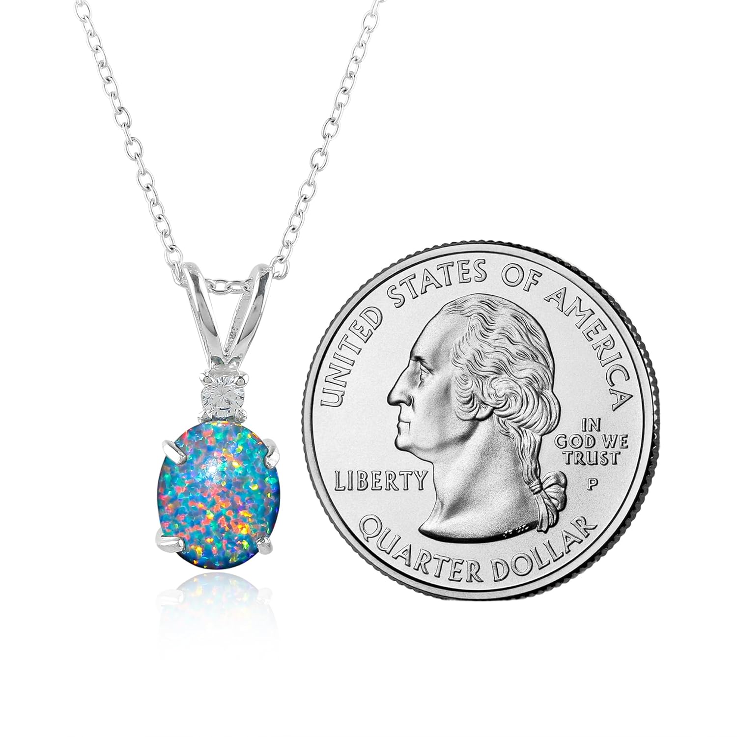 Black Opal with CZ Crystal Pendant Necklace, Fire Play Gemstone, Birthstone Crystal, Healing Stone, Gift for Women Mom Her, Statement Jewelry, 925 Sterling Silver 18 inch - Image 6