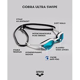 ARENA Unisex Cobra Ultra Swipe Racing Swim Goggles for Men and Women Swipe Anti-Fog Technology Polycarbonate Mirror Lens, Emerald/Plum/Cyber Lime