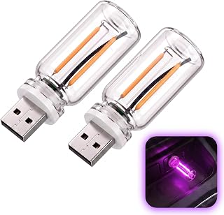 2 PCS Car USB Night Light Bulb, Touch Dimmable Car Interior Ambient Lights, Portable Mini USB Retro Glass Bottle Lamp, Universal for Vehicle, Bedroom, Hallway, Camping (Purple)