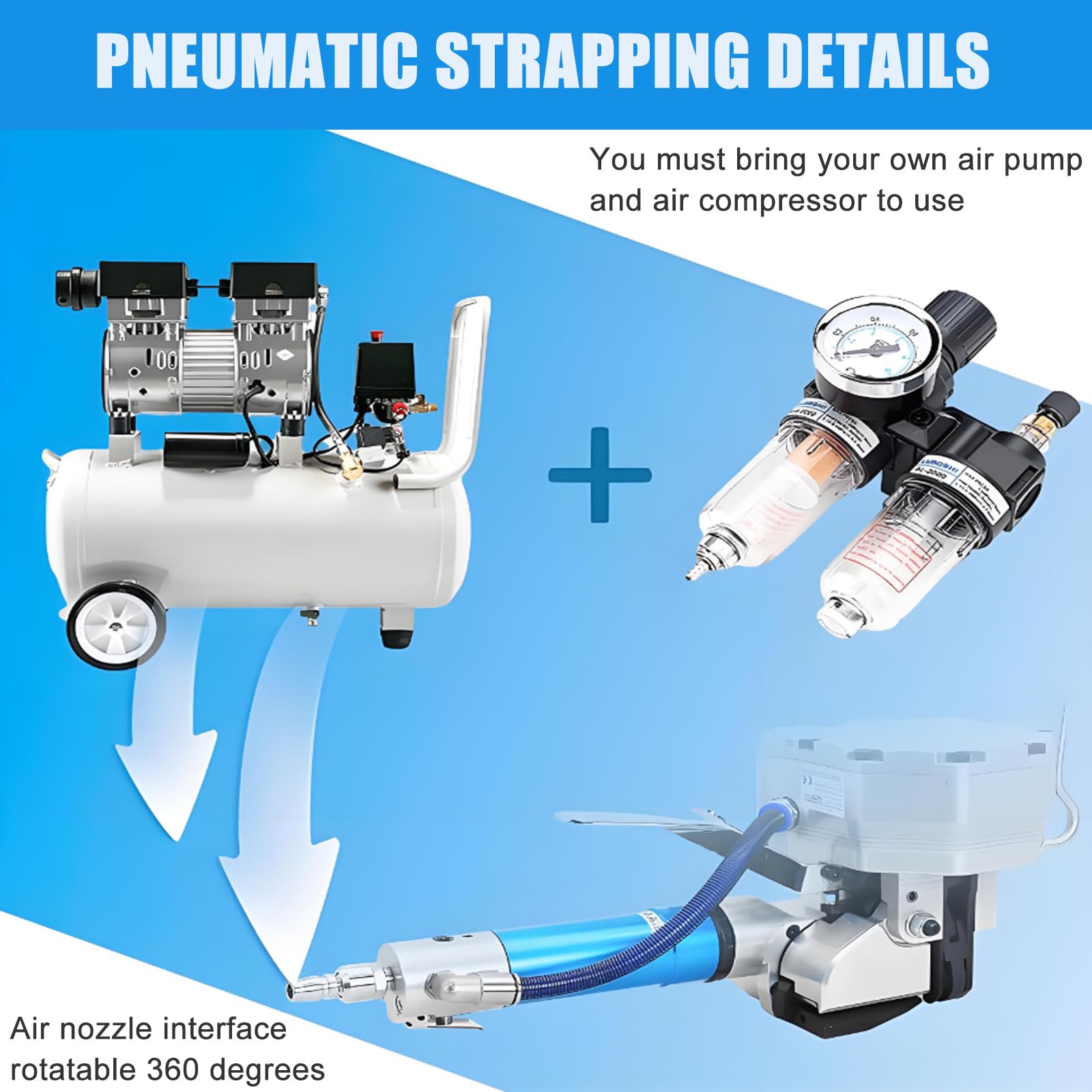 Pneumatische Stahl-Umreifungsmaschine mit hoher Spannung und Klemmkraft für Industrieverpackungen