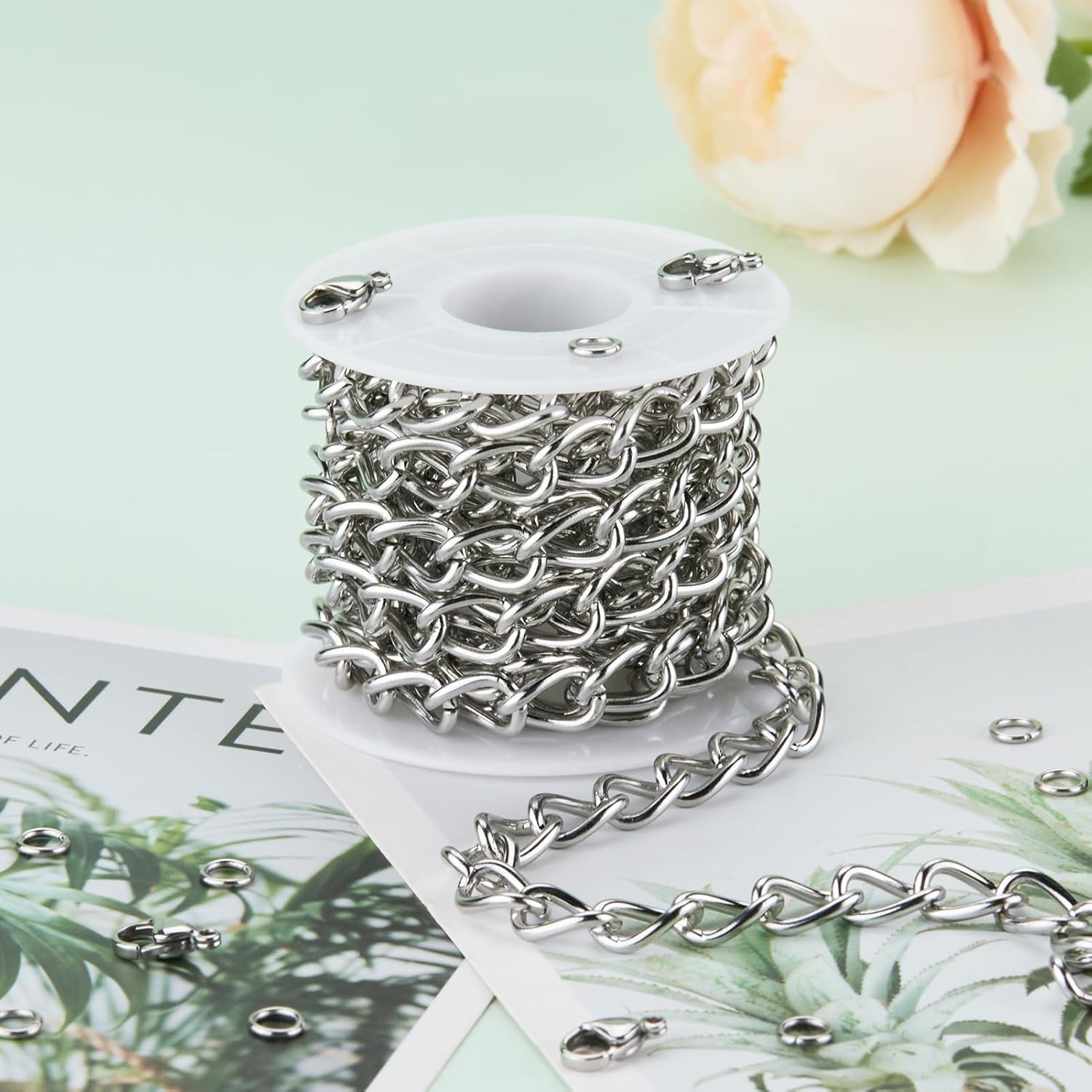 UMAOKANG 6.6 Feet Jewelry Chain for Jewelry Making Stainless Steel Chains Bulk for Men and Women Necklace DIY Jewelry Making Chain Roll - Image 6