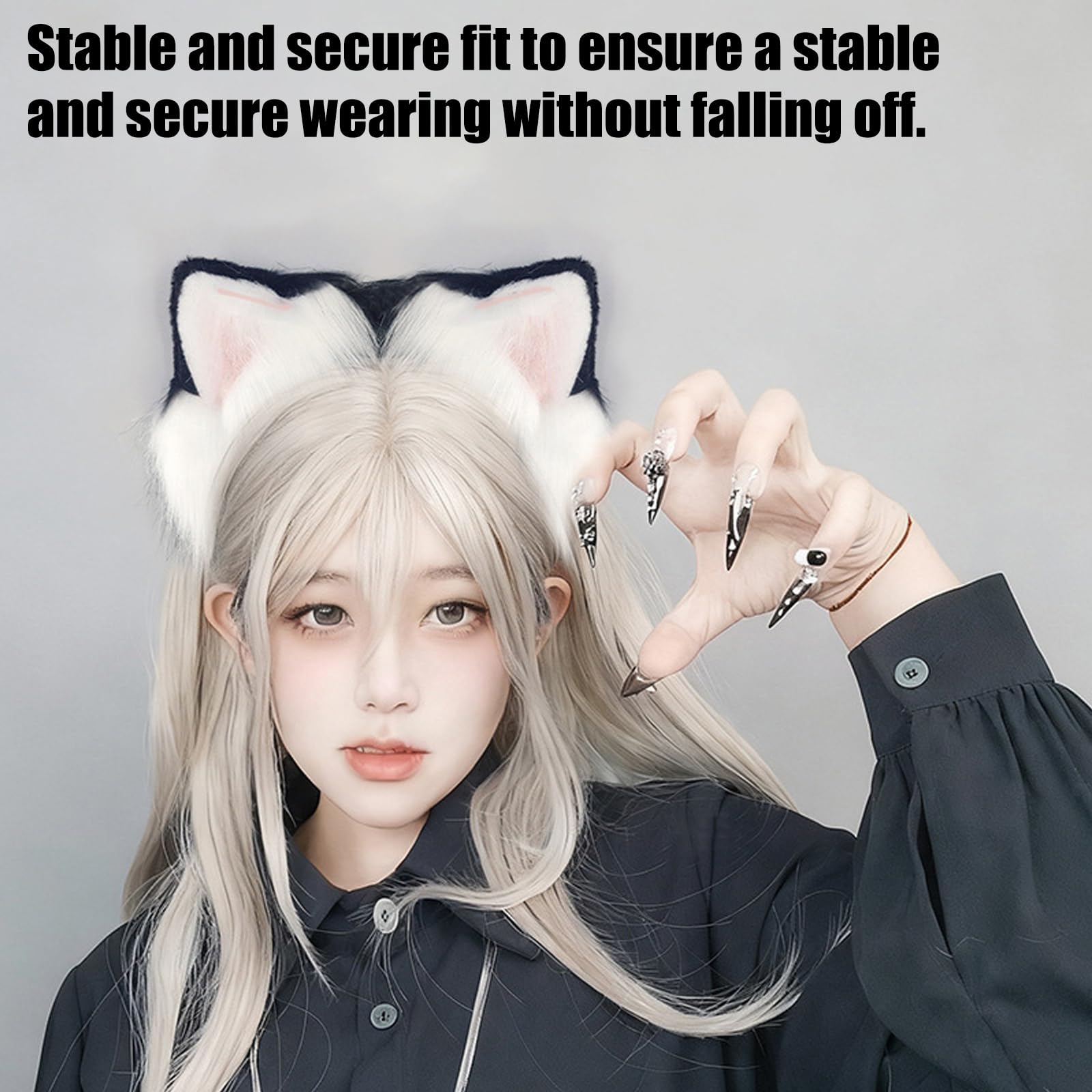 Diadema recargable con orejas de animal activadas por movimiento, accesorio divertido para el cabello para fiestas diarias y ocasiones especiales, diadema de orejas de gato con doble