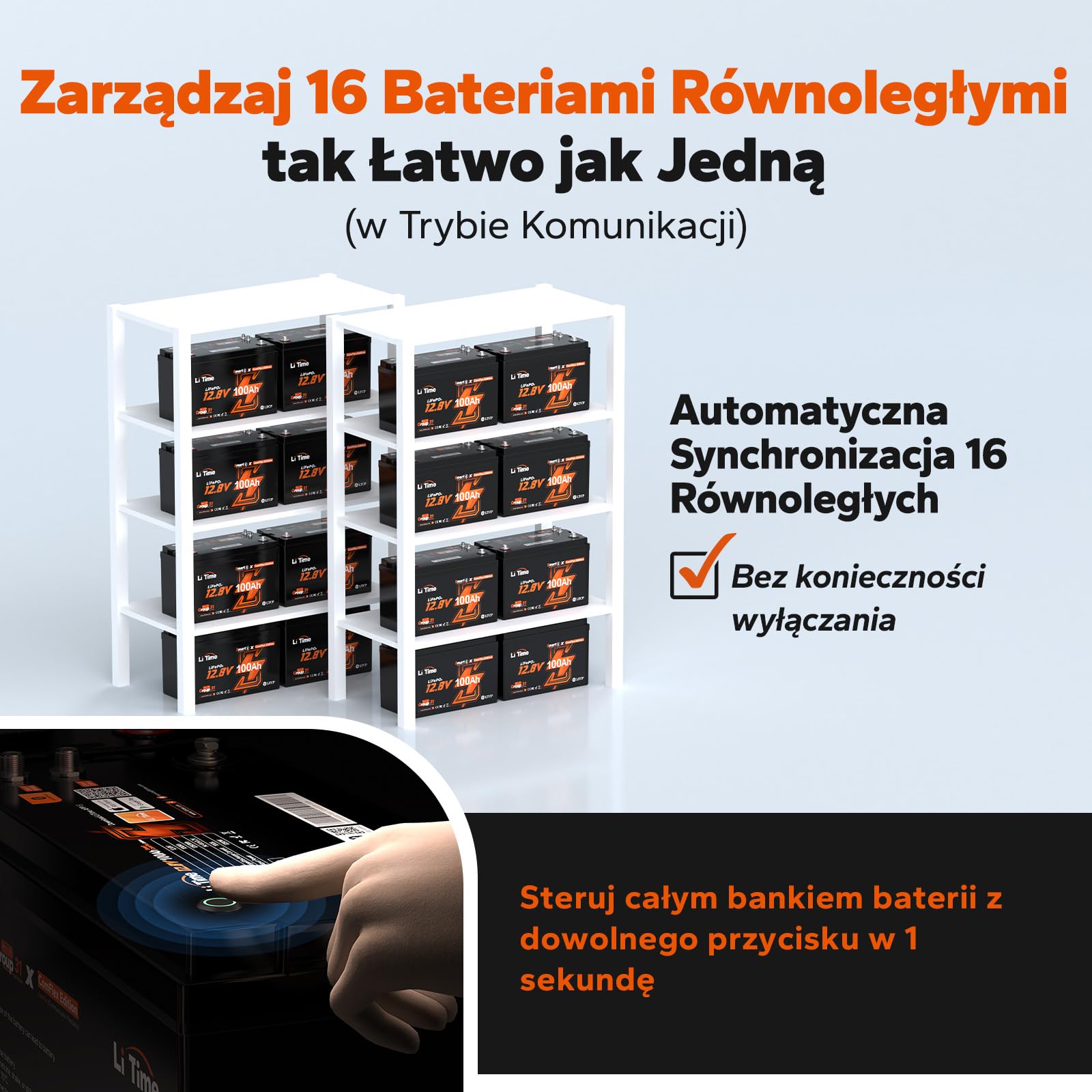 LiTime LiFePO4 12V 100Ah Lithium Bateria Bluetooth Z Systemem Victron, Komunikacja CAN/RS485, 100A BMS, Akumulator 12V 4000-15000 Cykli, Do Kempingów, łodzi, Off-Grid
