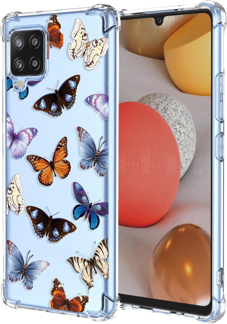 Case for Samsung A42,with Air Cushion Corners,Floral Pattern Transparent Soft TPU,Shockproof Bumper,Protective Phone Cover for Samsung Galaxy A42,Color Butterfly For Samsung Galaxy A42 Color Butterfly